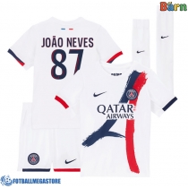 Fotballdrakt Barn Paris Saint-Germain Joao Neves #87 Bortedraktsett 2025-26 Kortermet (+ Korte bukser)